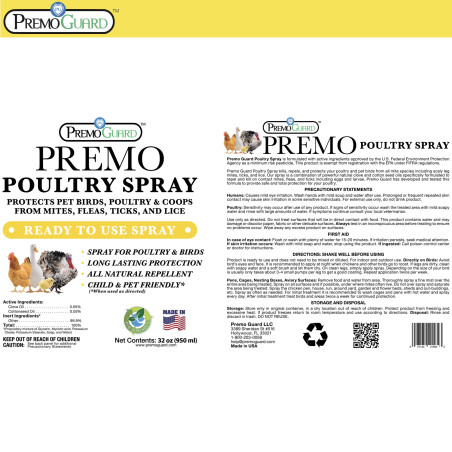 Poultry Spray 128 oz - All Natural Non Toxic - Premo Guard