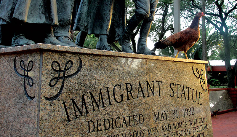 ybor city chicken on statue